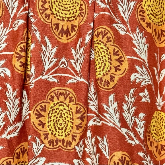 Rachel Zoe Linen Puff Sleeve Button Front Ruffle Square Neckline Blouse Medium - Picture 6 of 12